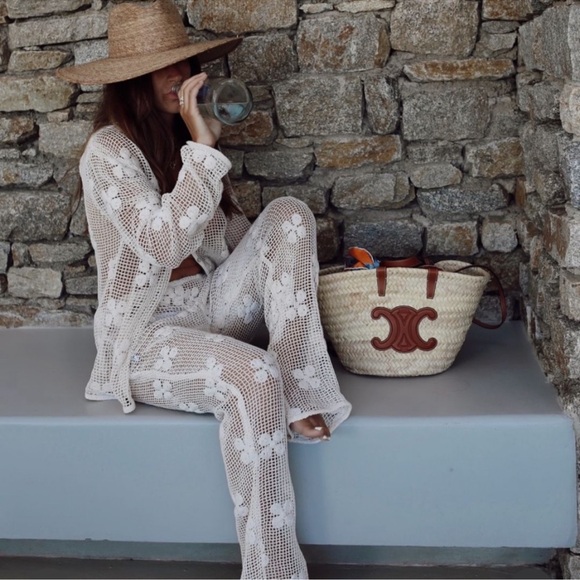 🦋 Bloggers Favorite 🦋 NWT Zara Floral Crochet Top & Pants Set Size L - Picture 3 of 16